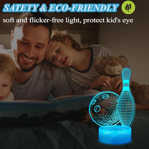 Image of Bowling Night Light, Bowling Gifts 3D Illusion Lamp with 16 Colors Changing, Timer, 4 Flash Modes and Dimmable, Kids Boys Girls Room Decoration, Holiday Xmas Gifts