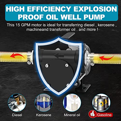Yohome Gasoline Fuel Pump Dc 12V Heavy-Duty Cast Iron Explosion-Proof Oil Pump, 15Gpm/57Lpm, Overheating Protection, Built-In Bypass, Applicable To Gasoline, Diesel, Kerosene #TOP3