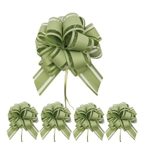 Gift Bows, 6 PCS Pull Bows for Gift Wrapping by Aurdox, 6 Inches Party Gift Wedding Ribbon Bows for Wrapping Boxes or Flower Decorations, Gift Decorations (Bean Green)