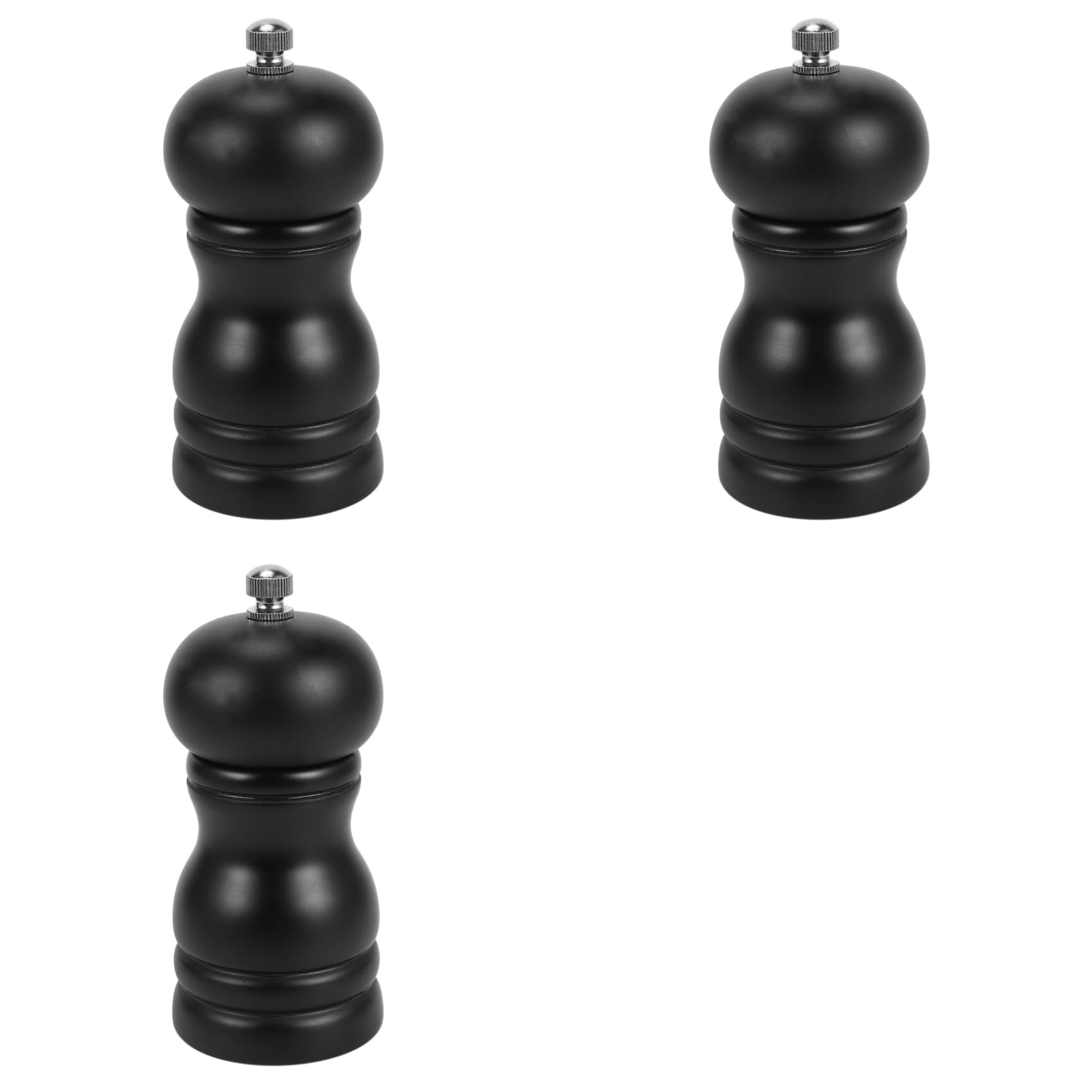 Aundhegrtt 3X Wood Salt and Pepper Grinder Set Manual Pepper Salt Mill Shaker, Solid Wood with Adjustable Coarseness Black