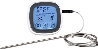 Digital Touchscreen Food Thermometer for Meat Poultry Fish Cooking in Frying Pan Smoker Oven BBQ Grill with LCD Display | All Temperature and Timer Modes