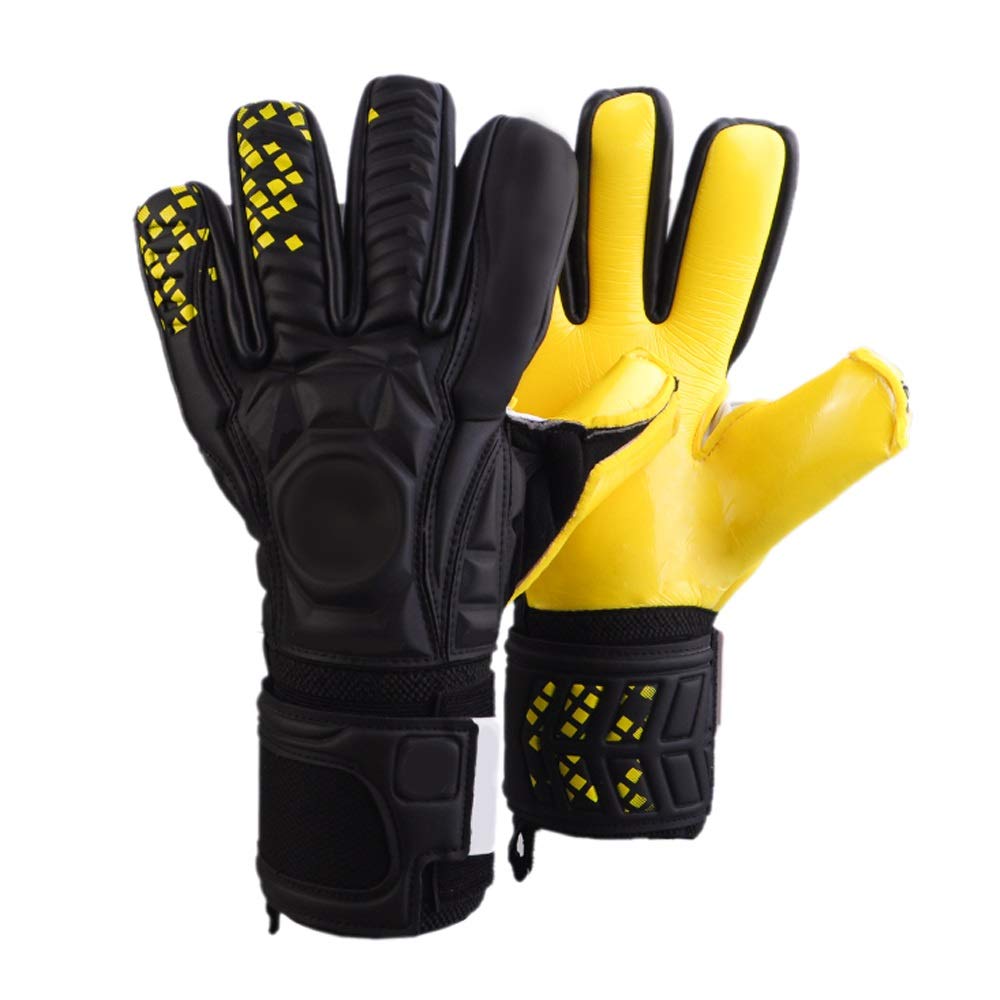 Dszgo Latex Non-slip Double Layer Wrist Protection Football Gloves to Reduce Injury Youth Adult Soccer Goalkeeper Gloves Football Game Training Professional Equipment