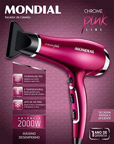 Secador de Cabelos Line, Mondial, Secador de Cabelos Chrome Pink Line SC-36, Chrome Pink
