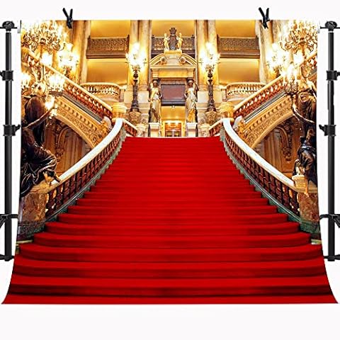 GURETER Red Carpet Backdrop, Golden Palace Gorgeous European Hall Photo Backdrop, Vinyl 10x10ft Prom Picture Photo Studio Props BJXTGU71 Cover