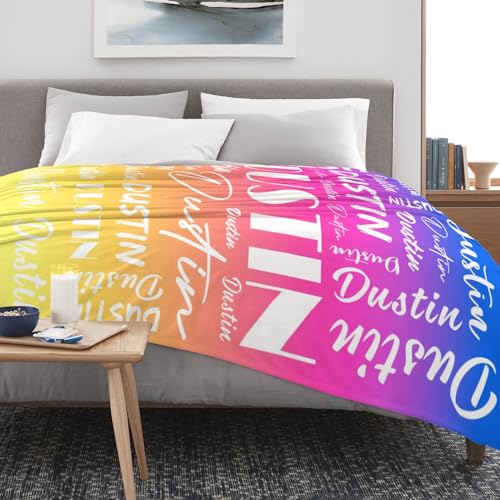 Name Blanket Personalized Name Blanket Customized Blanket with Name Text for Adult Kid Birthday Christmas Mothers Fathers Valentines Day Gift