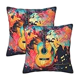 Utilisation polyvalente : nos housses de coussin illustrées de guitare avec carte du monde sont livrées en lot de 2 et sont disponibles en quatre tailles différentes. Elles sont parfaites pour divers environnements, y compris les coussins de canapé, les coussins de chaise, les coussins de voiture, la décoration de la chambre et la décoration intérieure