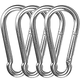 AOWISH 4-Pack [5/16-Inch] Stainless Steel Carabiner Clip Heavy Duty 400 Lbs Spring Snap Quick Link Hooks Buckles for Outdoor Camping Hiking Swing Hammock Dog Leash and More (M8 x 80 mm)