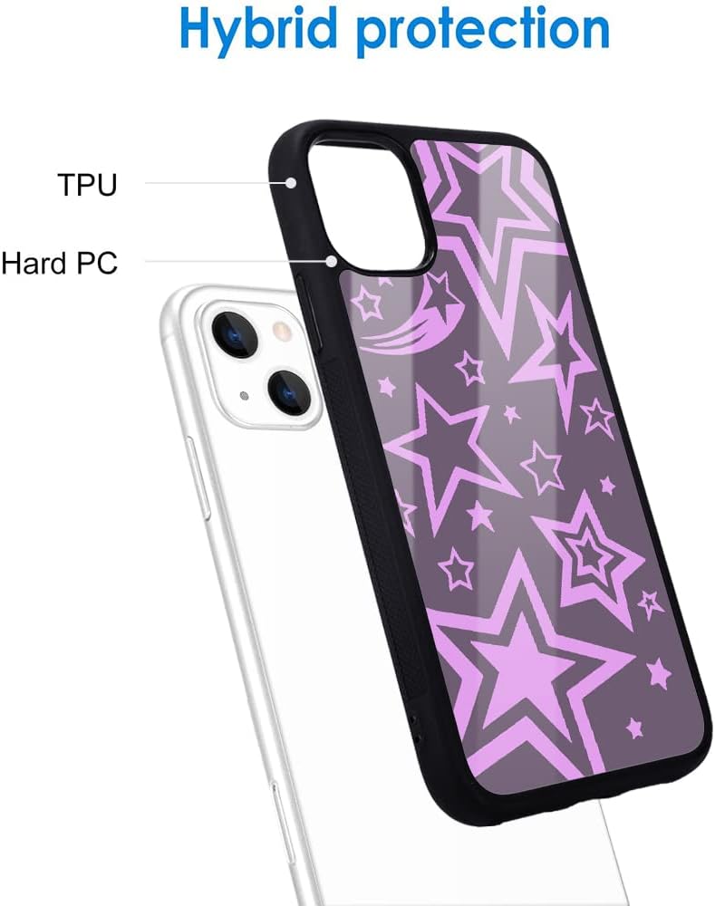 Idocolors Purple Star Phone Case Compatible with iPhone 12/12 Pro,Lovely Durable Protective Case Shockproof Dustproof Soft TPU Bumper Hard Back Scratch Resistant Cover - Image 3