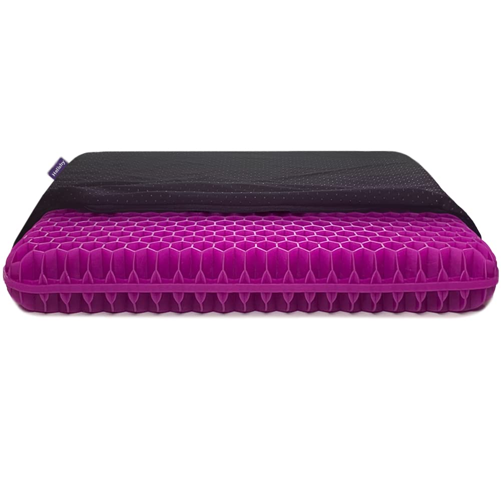 Helishy Gel Seat Cushion, Egg Seat Cushion for Tailbone, Back, Sciatica Pain Relief - Gel Enhanced Chair Pads with Non-Slip Cover for Office Home Chair Car Seat Wheelchair (Extra Thick, Violet)