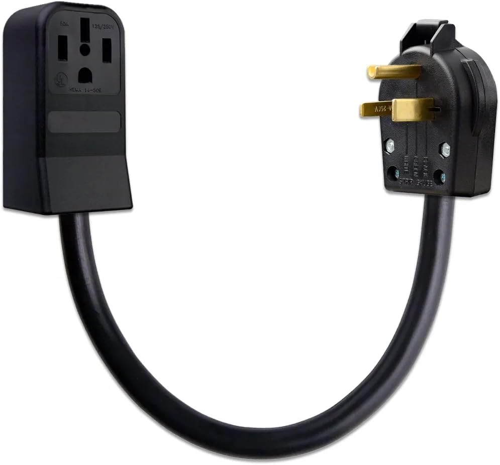 Universal EV Electric Car Charger Adapter 220/250V Cable, 6-50P 3-Pin Male Plug To 14-50R 4-Pin Female Receptacle Outlet, Level 1 & 2 Vehicle Charging Converter Connector Cord NEMA EVSE FX424EV