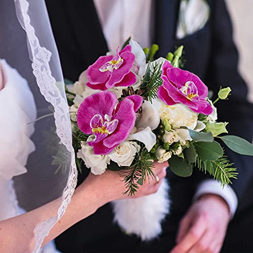 Luinabio 40 Pieces Orchid Petals Artificial Decorations Orchids Heads Flowers Faux Silk Phalaenopsis Butterfly Flower Heads For Diy Craft Home Wedding Party (Dark Purple) #TOP3