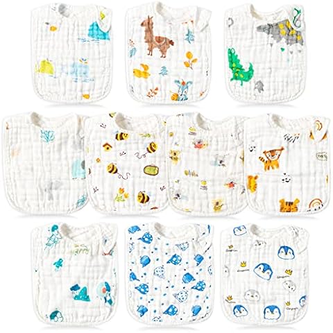 WATINC 10-Pack Absorbent Baby Bibs Cover