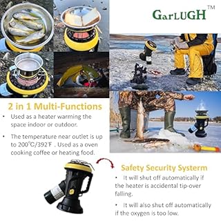 GarLUGH 4000BTU Portable Cordless Quiet Safe Propane Heater with ODS & Tip-Over Protections,2 in 1 Using Ways, Heating Area Up to 95 Sq. Ft,Ideal for Camping,Fishing,Outdoor and Indoor Activities.