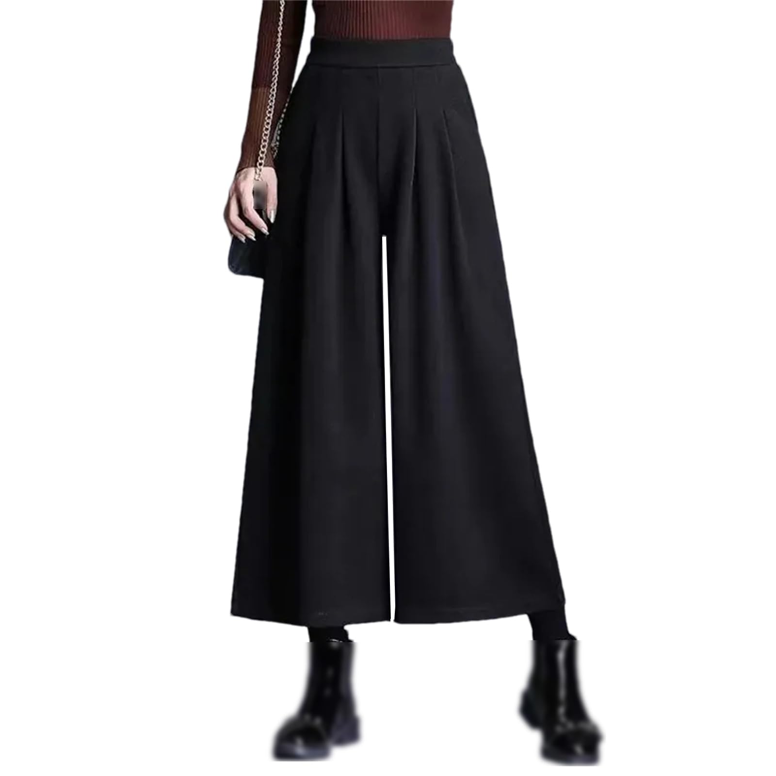 Spring Autumn Wide Leg Pants for Women Warm Pants Elegant High Waist Soft Pant Office Lady