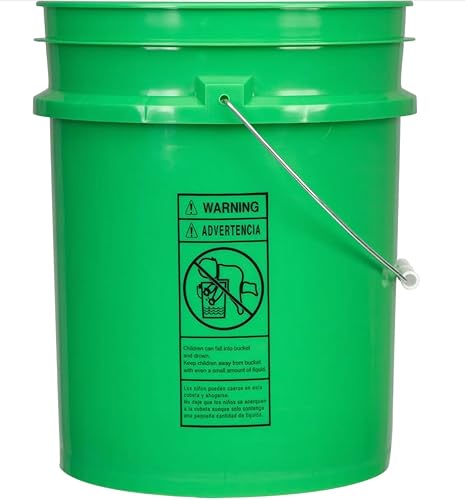 Miniatura 2 de House Naturals Cubeta de plástico de grado alimenticio de 5 galones con tapa hermética de rosca fabricada en Estados Unidos, recipiente verde con