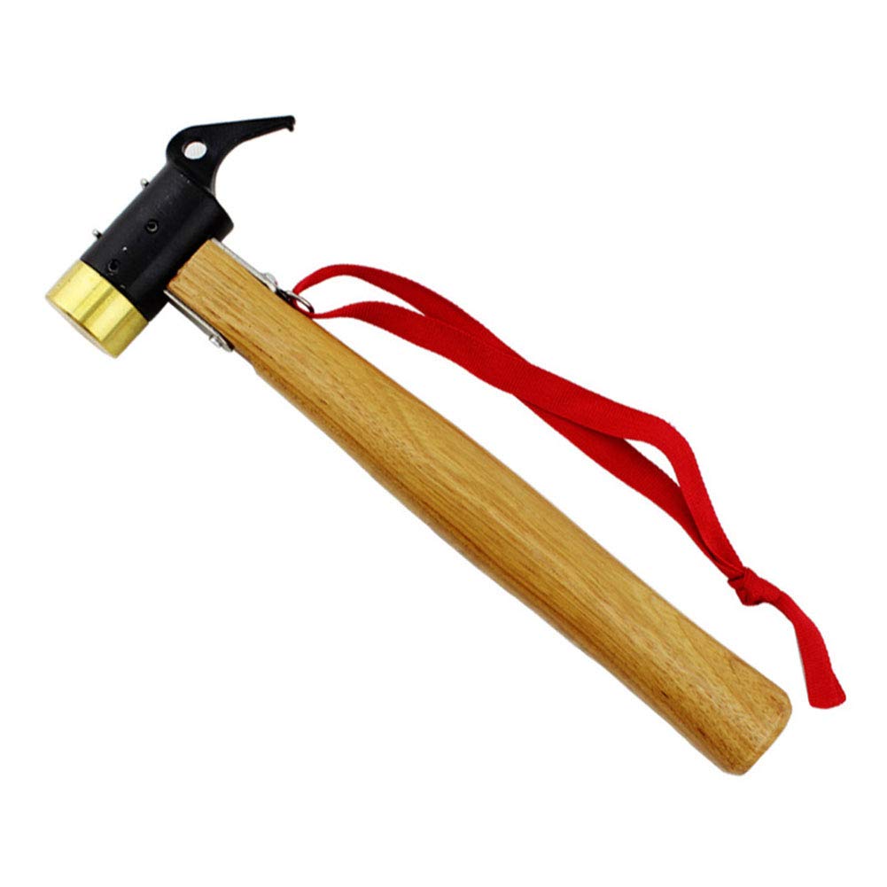 MoonyLI Kupfer Hammer Multifunktions Camping Zelt Hammer Peg Mallet,Massivholzgriff