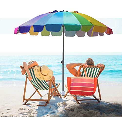 Ammsun 8FT-RUM-G 7.5Ft Heavy Duty High Wind Beach Umbrella With Sand Anchor & Tilt Sun Shelter, Uv 50+ Protection Outdoor Umbrellas Sunshade With Carry Bag For Patio Garden Pool Backyard Rainbow thumb #6