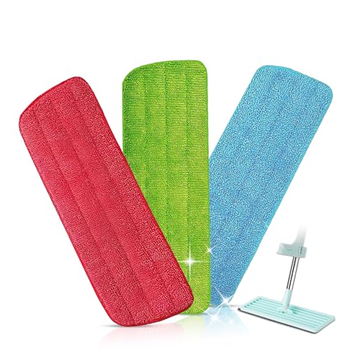 3 Pcs Ultra-Absorbent Microfiber Mop Pads, Spray Mop Replacement Pads Compatible with Addis - Washable Refills for Spray Mops, Non-slip Floor Cleaning Pad for Hardwood/Tile/Laminate Floors