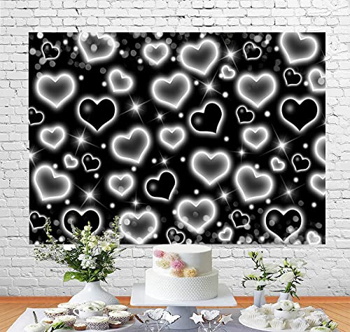 Fondo Fotográfico Vinilo Seda 6x4 ft Negro Corazones miniatura 4