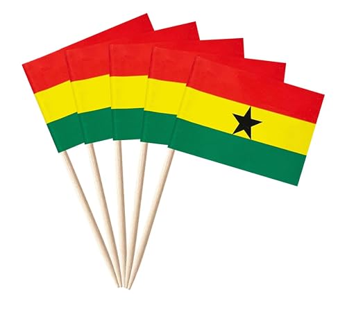 stidsds 100 Pcs Ghana Flag Ghana Toothpick Flags Mini Small