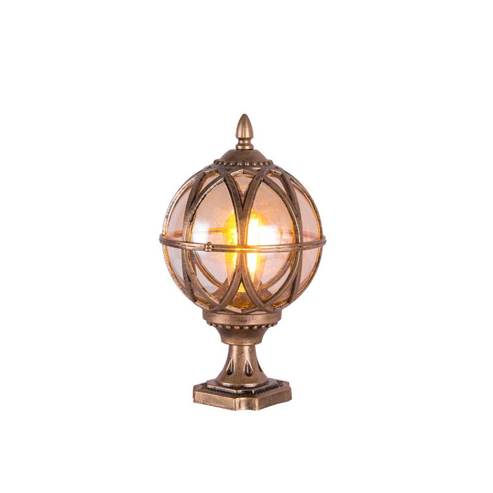 GTHTUHFD Creative Ball Head Lamp Waterproof Wall Outdoor Wall Column Head Lamp Villa Door Column Lamp European Garden Light Garden,Landscape Lighting Pillar Lamp,Pathway Garden Light,Bronze-M