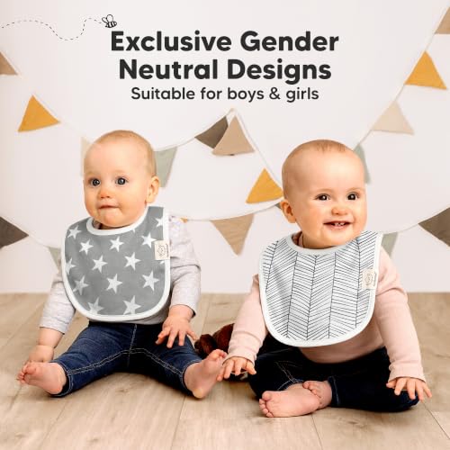 Image of KeaBabies 8-Pack Organic Baby Bibs for Drooling and Teething (Grayscape) | Soft Cotton Bibs for Baby Girl, Boy, Extra Absorbent, Easy to Clean & Put On, Toddler, Newborn, Infant 0-24 Months
