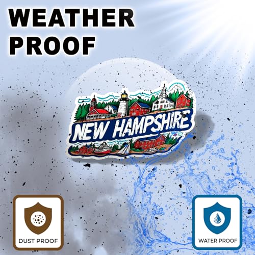 Image of New Hampshire State Sticker - 5 inch Waterproof Vinyl Decal | USA State Outline Sticker for Laptop, Car Bumper, Truck, Water Bottle, Notebook, Window