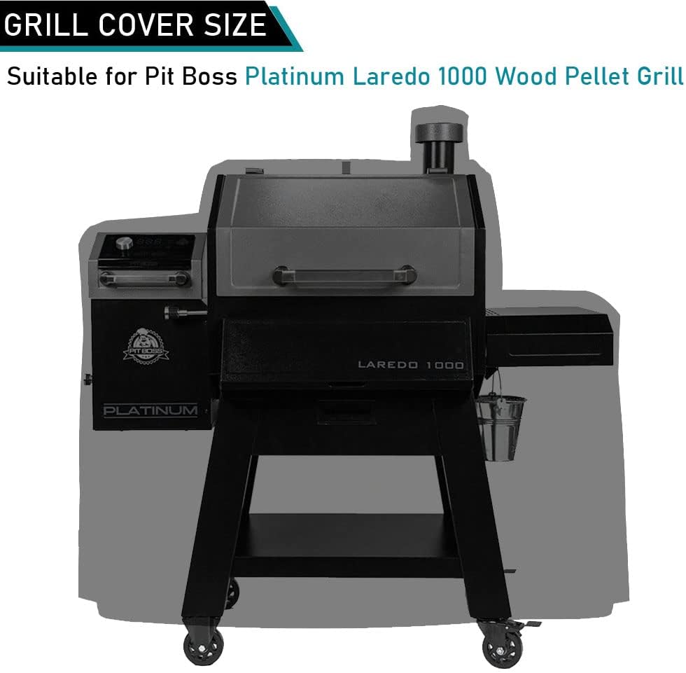 Diagram showing grill cover fit on Pit Boss Platinum Laredo 1000