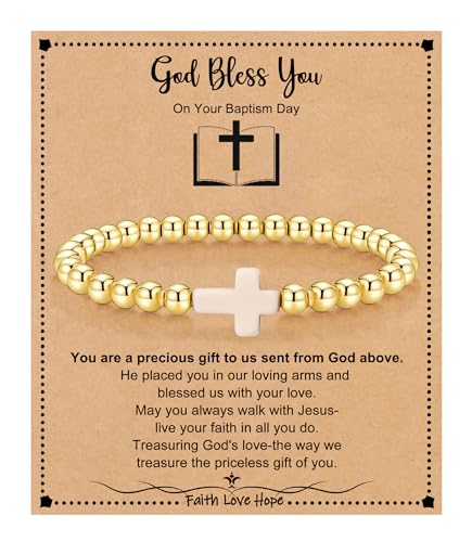 Image of Cross Bracelets for Women, Christian Gifts for Women Stocking Stuffers for Teens Cross Bracelet Imperial Nature Stone Bead Bracelet Confirmation Baptism Gift for Teen Girls Christmas Religious Gift Cathlic Faith Jewelry