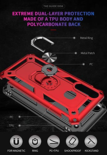 Image of Spazy Case Vivo U10 / Vivo Y17 Heavy Duty Dual Layer Hybrid Shockproof Armor Defender Case with 360 Degree Metal Rotating Finger Ring Holder Case Designed for Vivo U10 / Vivo Y17 - (Black)