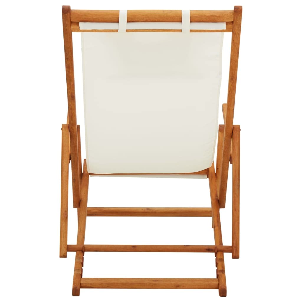 Genérico Silla Playa Madera Eucalipto Plegable 3 Posiciones | Marco de madera resistente, asiento de tela crema, capacidad 110 kg, plegable para transporte