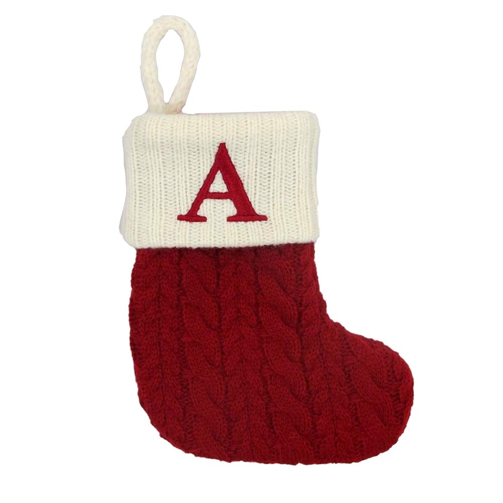 Chaussette de Noël en tricot torsadé St. Nicholas Square Lettre A 20cm