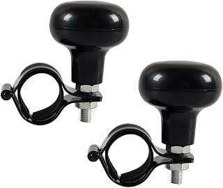 YHANNI Woodgrain Steering Wheel Spinner Knob 2Pcs - Universal Car Accessory for Enhanced Steering Control and Comfort - Ideal for Arthritis and Handicap Users (Black)