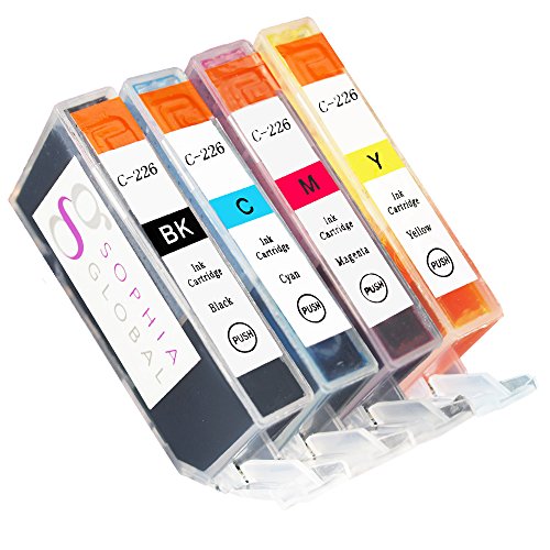 Sophia Global Compatible Ink Cartridge Replacement for Canon CLI-226 -1 Small Black, 1 Cyan, 1 Magenta, 1 Yellow