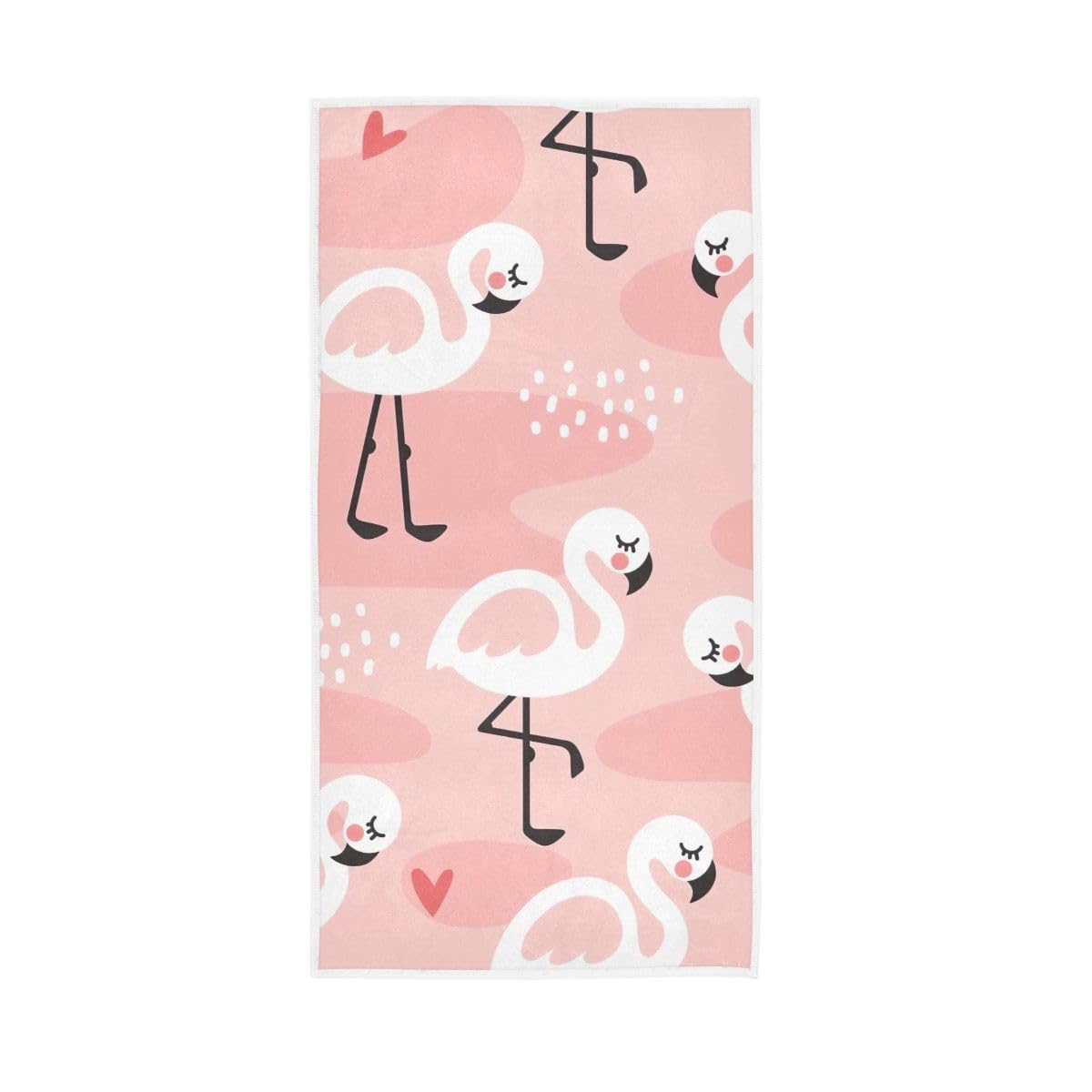 LSRCPD Cute Heart Flamingo Pink Hand Towel, 15 x 30 Inches, Soft Highly Absorbent Towels for Bathroom Gym Hotel