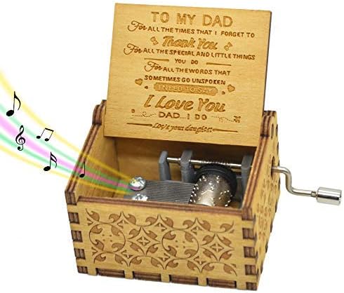 Micteney Dad Music Box Birthday Gifts from Daughter,Music Box for Father Day,Wooden Hand Crank, Daughter to Dad