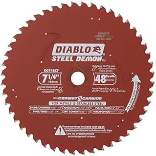 Freud Diablo DO748F Diablo Steel Demon 7 1/4 Inch 48-Tooth Titanium Carbide TCG Ferrous Metal Cutting Circular Saw Blade w/ Perma Shield Non-Stick Coating and Laser Cut Stabilizing Vents