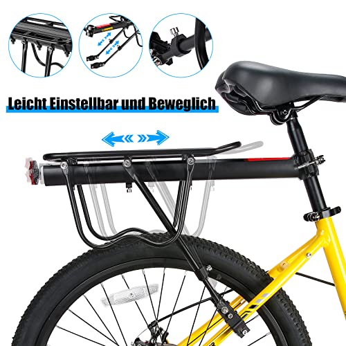West Biking Mountainbike Gepäckträger - Stabiler Aluminium Fahrrad Gepäckträger für MTB, Einfache Montage, Maximalbelastung 50kg (Schwarz)