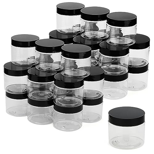 FAAING 30 unidades de 150 ml de plástico redondos con tapa, tarros vacíos con tapa de rosca, tarros de plástico transparente, para cocina, cereales, aptos para alimentos
