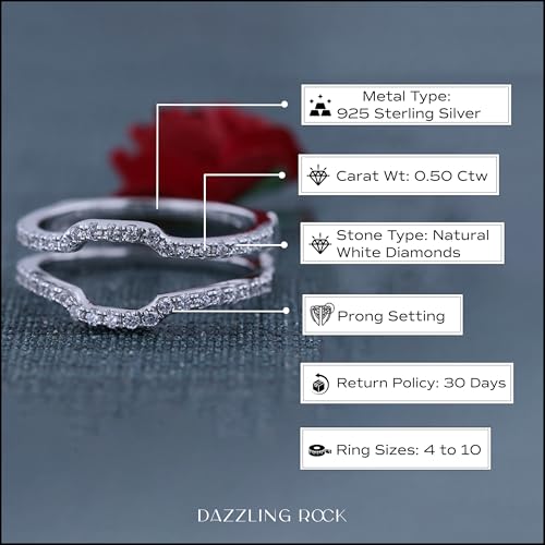 Dazzlingrock Collection Cubic Zirconia Wedding Band Enhancer Guard Ring for Women (0.50 ctw, Color White, Clarity Clean) in 925 Sterling Silver4