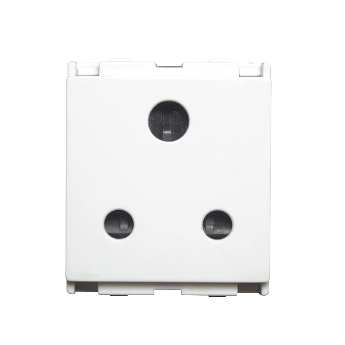 Wipro Northwest Venia 6A 3 - Pin Socket With Euro Pin, White (pack of 5)