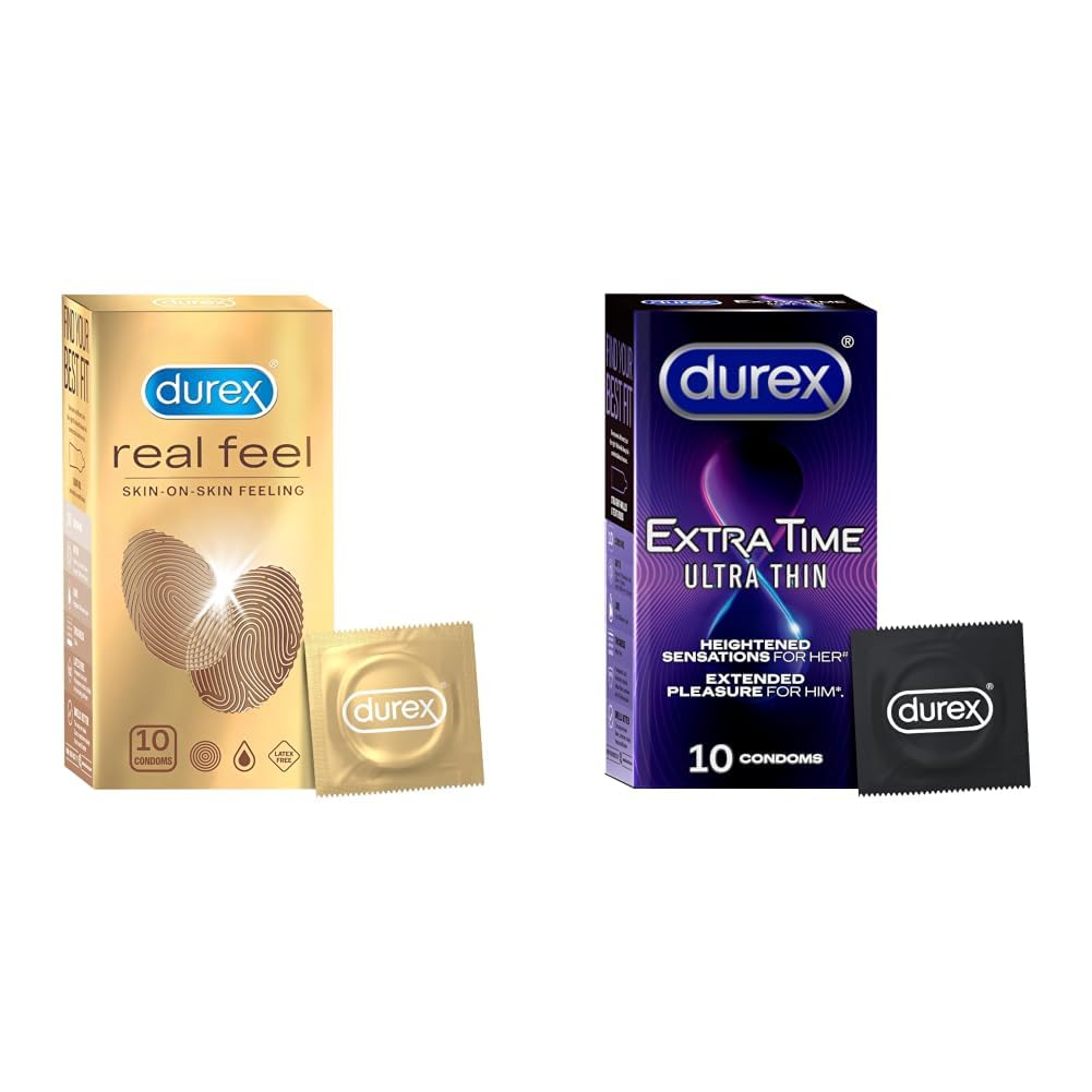 Durex Real Feel Condoms 10S & Extra Time Ultra Thin Condom 10 Count-image-22