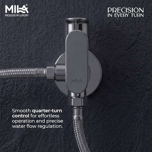Image of Mila Bijou 2 in 1 Angle Valve with Wall Flange | Mirror Chrome Finish | Quarter Turn Cartridge | inch BSP Male Thread Inlet & Outlet | Durable, Leak-Proof, Multi-Purpose| 10-Year Warranty
