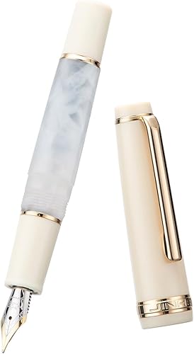 Miniatura 4 de Jinhao 82 Mini pluma estilográfica acrílica, punta mediana iridio con convertidor de tinta, mini bolígrafo de viaje blanco nieve de bolsillo corto