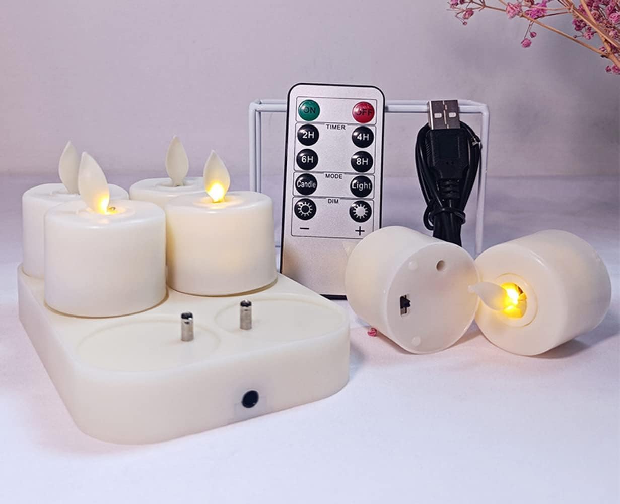 Set di 6 lumini ricaricabili a LED senza fiamma, con stoppino mobile e timer a distanza, per casa, ufficio, ristorante, decorazione da tavolo