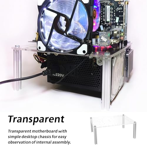 Gabinete transparente compacto de aire abierto para computadora compatible con placas Mini y Micro, diseño ahorrador de espacio con base resistente miniatura 7
