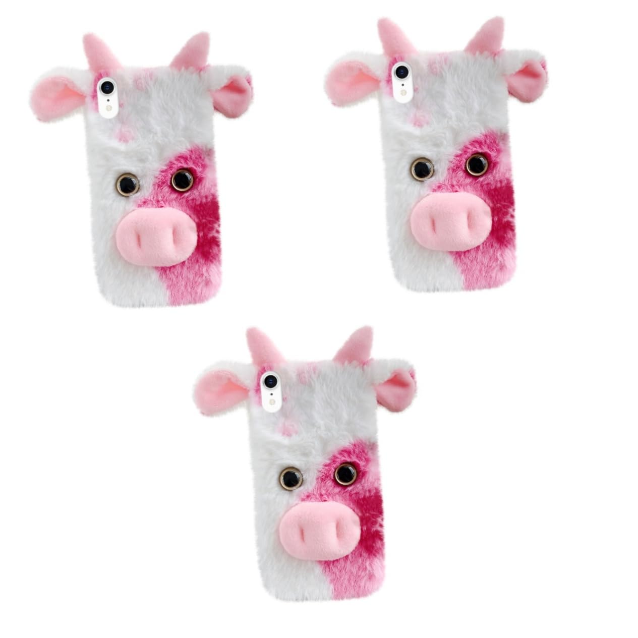 OSALADI 3stücke Fluffy Plush Cow Handyhülle Aus TPU Und Plüsch Kompatibel Mit rutschfest Stoßfest Süßes Cartoon-Design Idealer Schutz Für Unterwegs Langlebig Und Praktisch