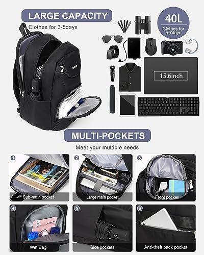 Image of Sports Backpack for Men Women Work Commuter Causal Daypack Hiking Gym Workout Backpack with Shoes Compartment Water Reisistant Black