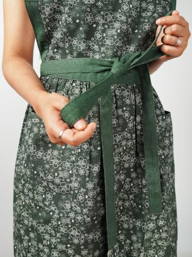Image of 100% Cotton Unisex Apron - Adjustable Neck Straps, Vibrant Print, Reinforced Stitching, Multipurpose& Deep Pocket - for Cooking, Catering, Gardening, Painting-Printed Aprons