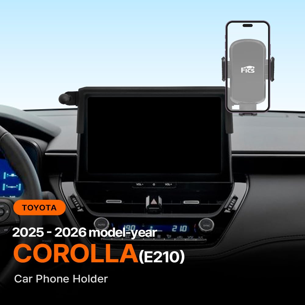 FICS Support de téléphone de voiture pour Toyota Corolla 2025, 2026 (E210, moniteur 10,5") — Support d'écran central sur mesure, design usine, sans adhésif, vue de conduite stable